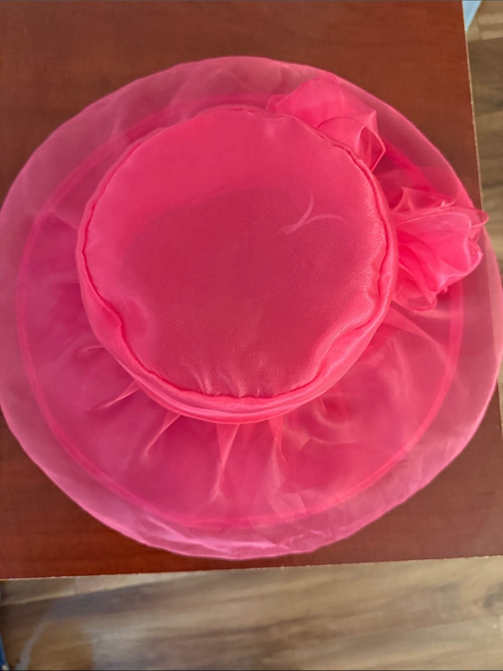 Hot pink wide brim, chiffon hat